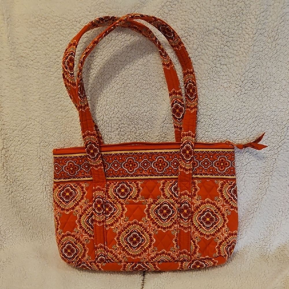 Vera Bradley Orange Quilted Patterned Shoulder Tote